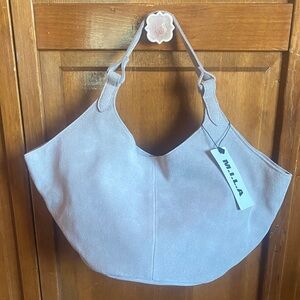 Milla Women's Suede Hobo Bag - Light Gray